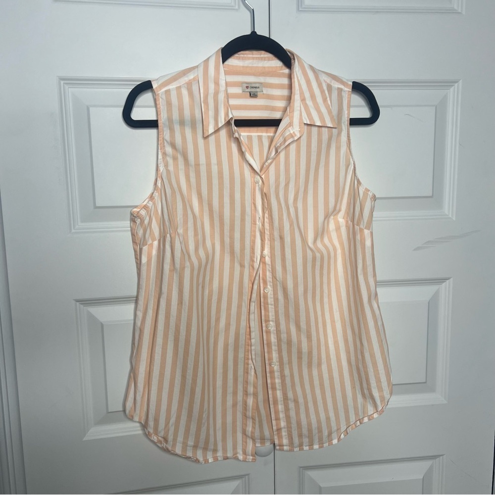 Daniel Cremieux Peach Striped Sleeveless Button-Down Shirt